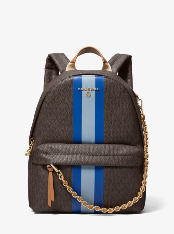 Damske Batohy Michael Kors Slater Medium Signature Logo Stripe Modre - Kabelky Michael Kors Obchod | YWXBF-3140